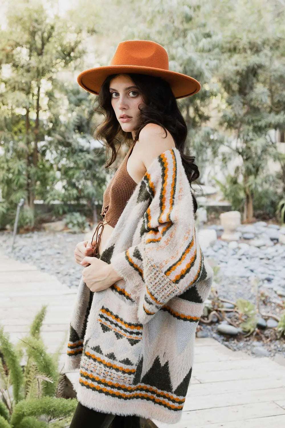 Faux Hair Aztec Pocket Ruana - Boho Clothing and Accessories - Flyclothing LLC