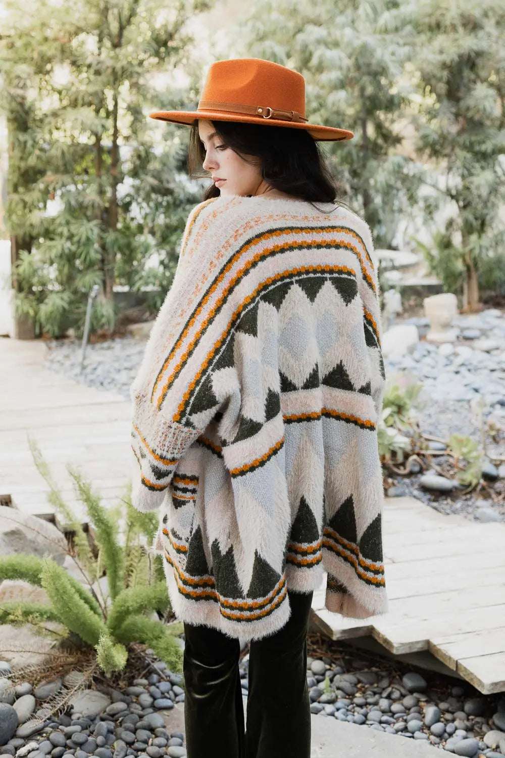 Faux Hair Aztec Pocket Ruana - Boho Clothing and Accessories - Flyclothing LLC