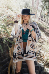 Faux Hair Aztec Pocket Ruana - Boho Clothing and Accessories - Flyclothing LLC