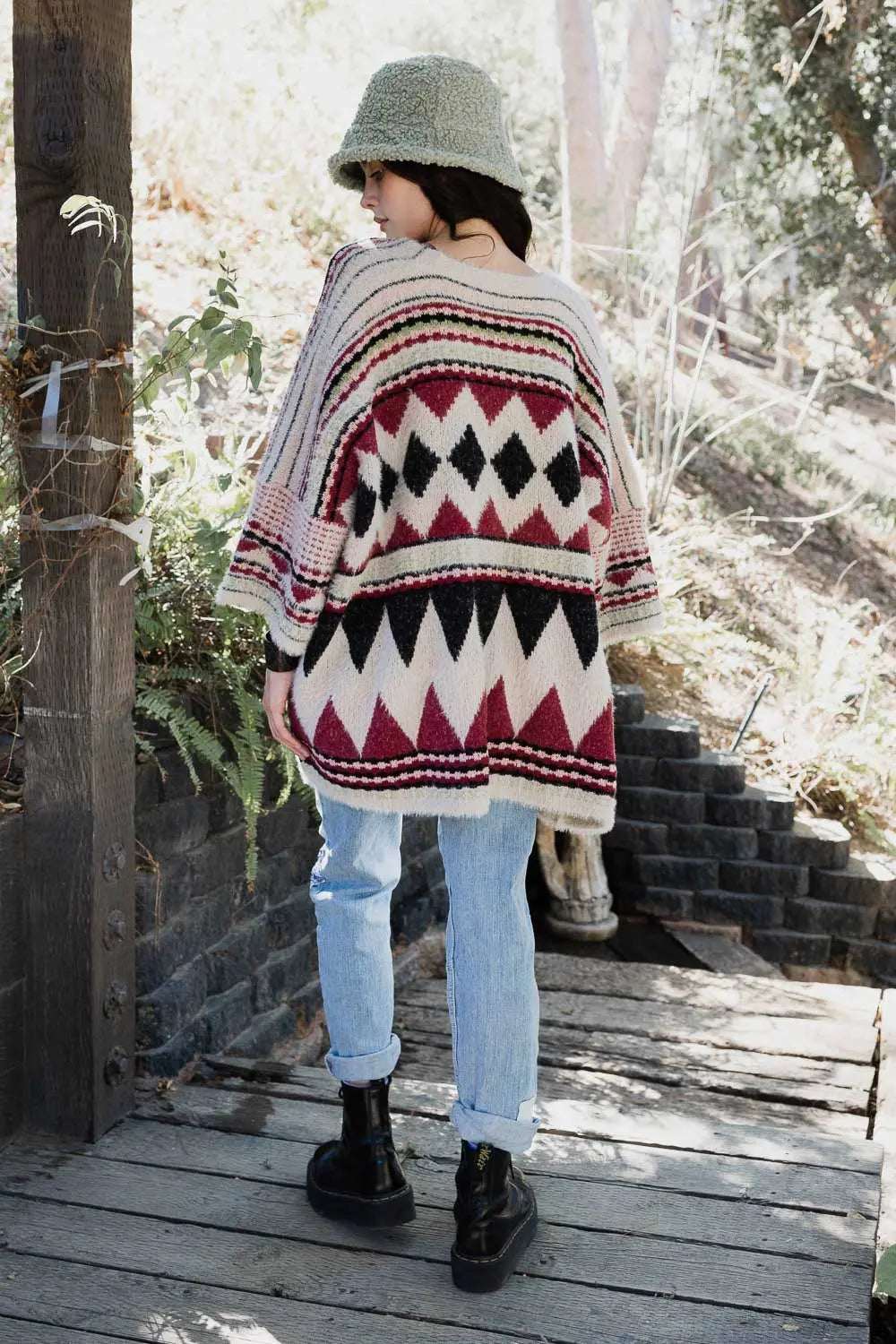 Faux Hair Aztec Pocket Ruana - Boho Clothing and Accessories - Flyclothing LLC