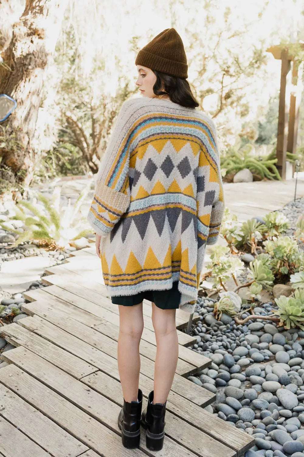 Faux Hair Aztec Pocket Ruana - Boho Clothing and Accessories - Flyclothing LLC