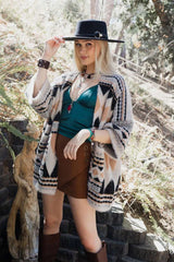 Faux Hair Aztec Pocket Ruana - Boho Clothing and Accessories - Flyclothing LLC