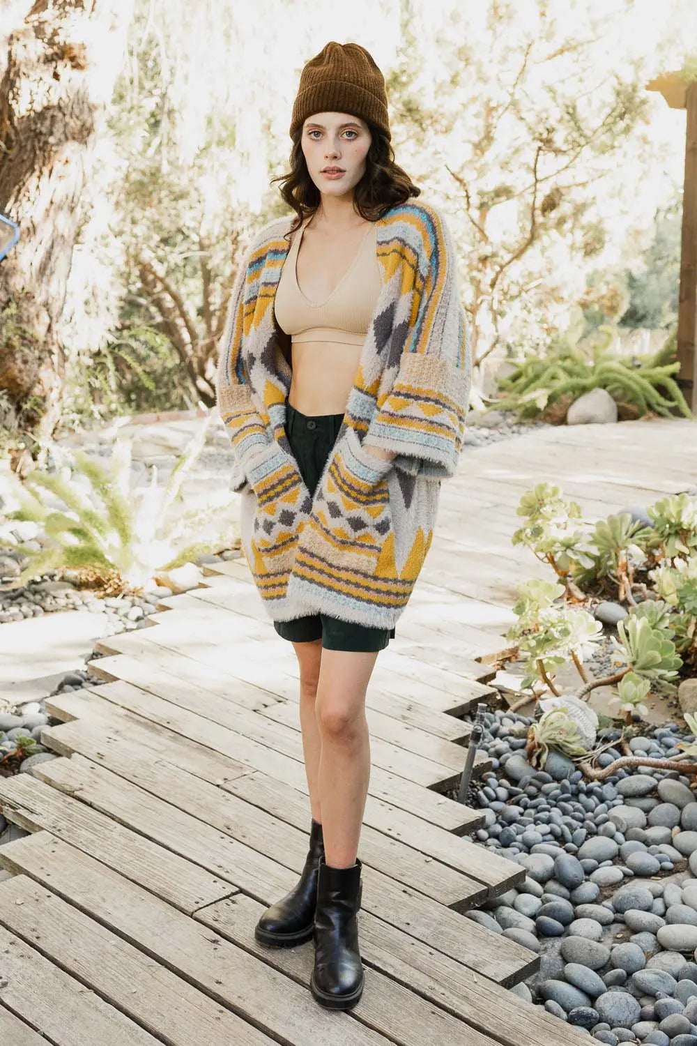 Faux Hair Aztec Pocket Ruana - Boho Clothing and Accessories - Flyclothing LLC