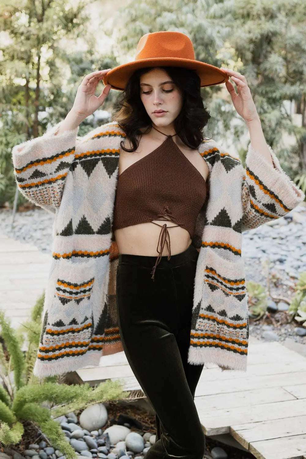 Faux Hair Aztec Pocket Ruana - Boho Clothing and Accessories - Flyclothing LLC