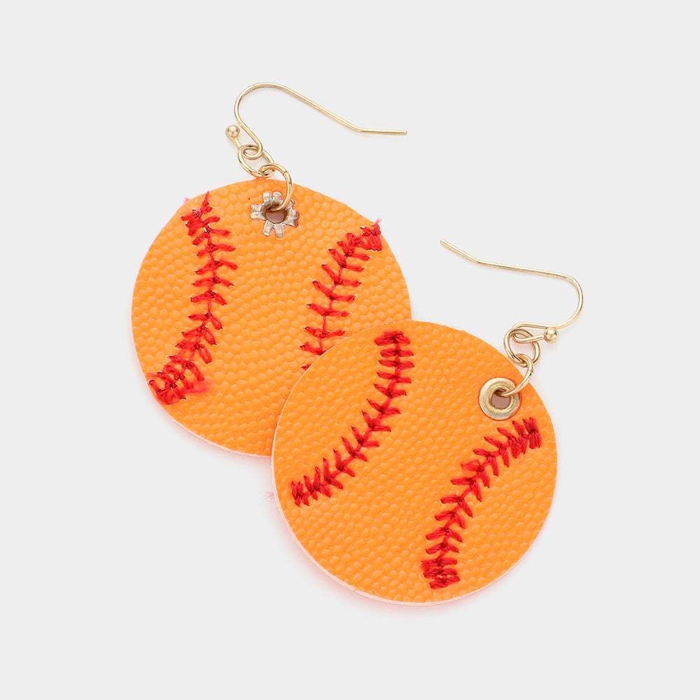 Faux Leather Baseball Dangle Earrings - Madeline Love - Flyclothing LLC