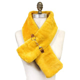 Faux Leather Metal Accent Faux Fur Pull Through Scarf - Madeline Love - Flyclothing LLC