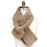 Faux Leather Metal Accent Faux Fur Pull Through Scarf - Madeline Love - Flyclothing LLC