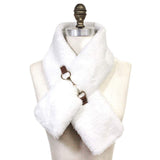 Faux Leather Metal Accent Faux Fur Pull Through Scarf - Madeline Love - Flyclothing LLC