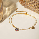 Stainless Steel Synthetic Crystal Heart Anklet Bracelet - Trendsi - Flyclothing LLC
