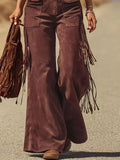 Fringe Corduroy Button Front Overalls - Trendsi - Flyclothing LLC