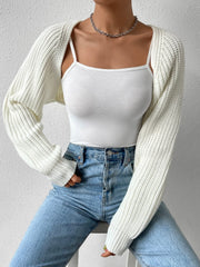 Honey Open Front Long Sleeve Cropped Cardigan - Trendsi