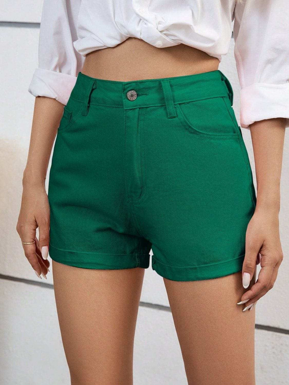 High Waist Denim Shorts - Trendsi - Flyclothing LLC