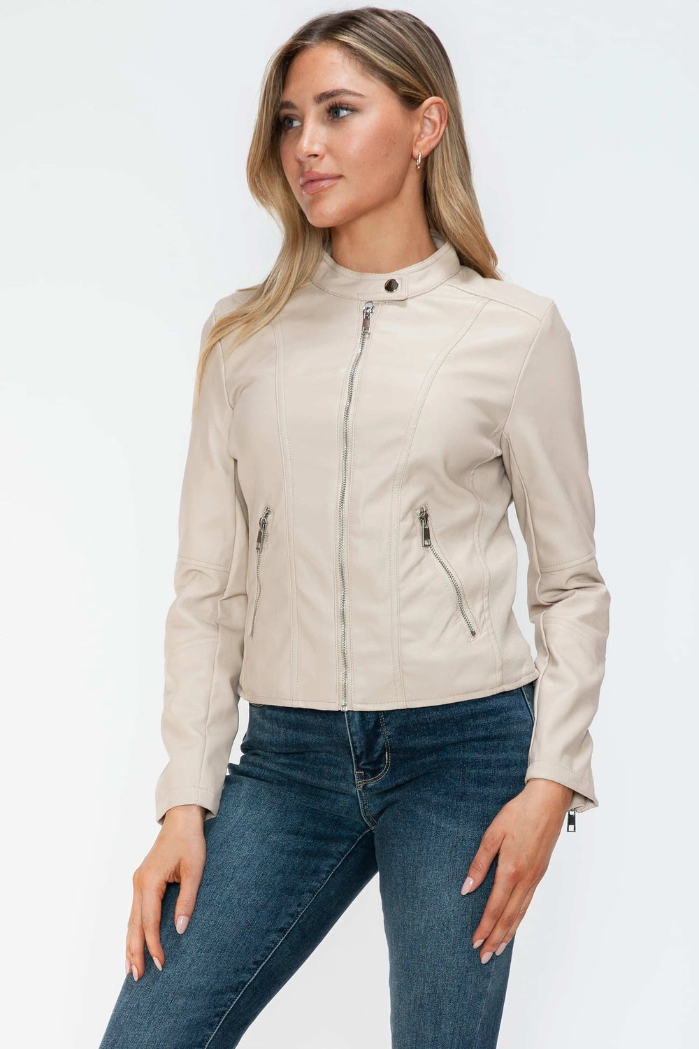 Snobbish PU Leather Zip Up Jacket with Pockets - Trendsi - Flyclothing LLC