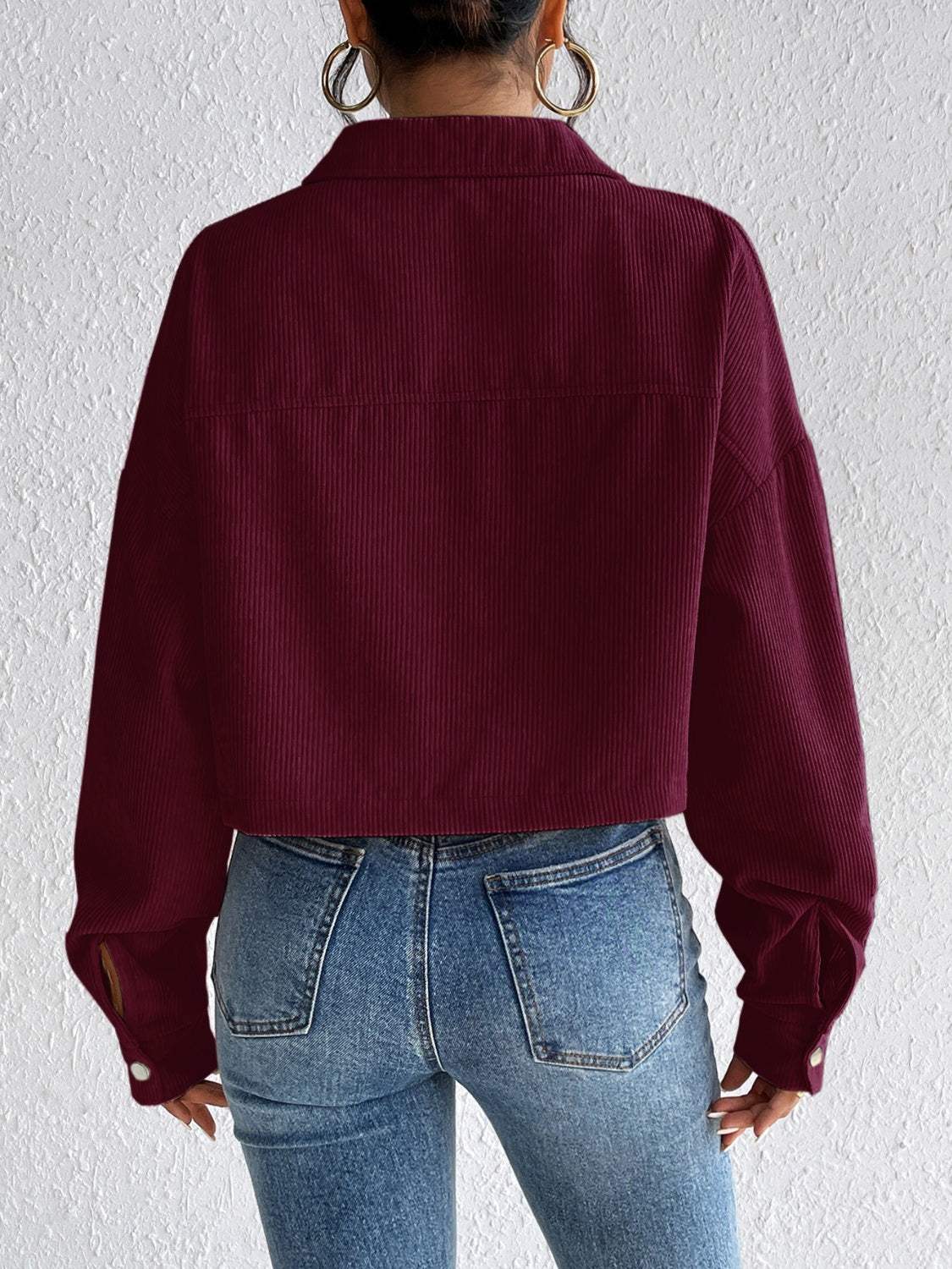 Snap Down Long Sleeve Jacket - Trendsi - Flyclothing LLC
