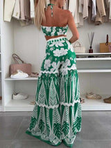 Printed Halter Neck Cami and Skirt Set - Trendsi - Flyclothing LLC