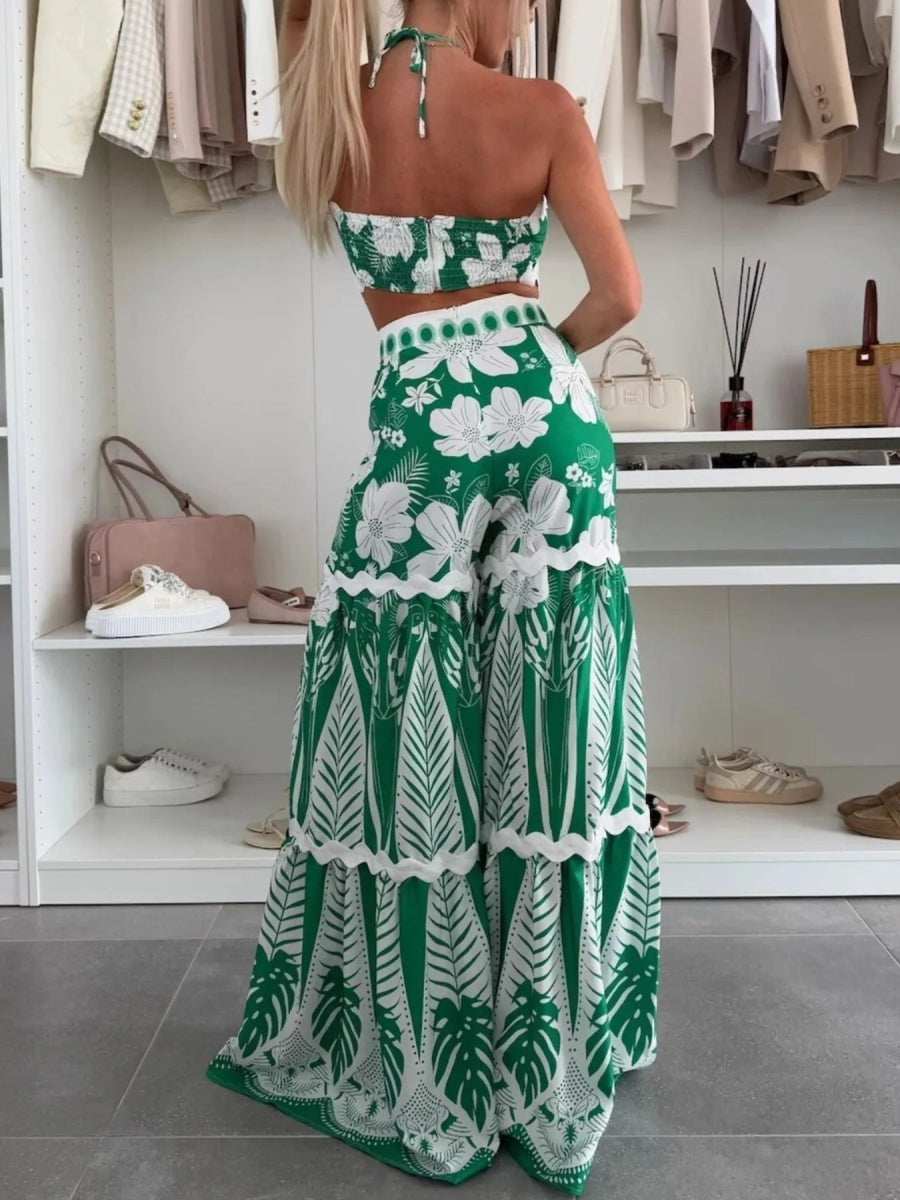 Printed Halter Neck Cami and Skirt Set - Trendsi - Flyclothing LLC