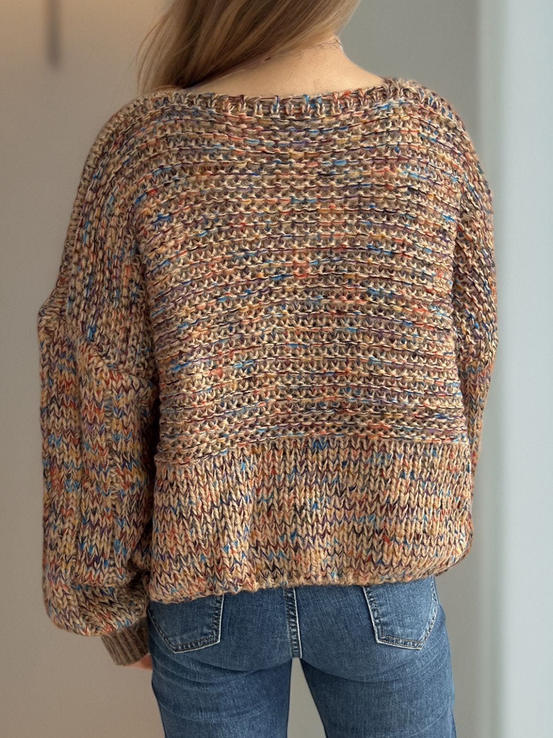 Dropped Shoulder Long Sleeve Sweater - Trendsi