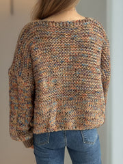 Dropped Shoulder Long Sleeve Sweater - Trendsi