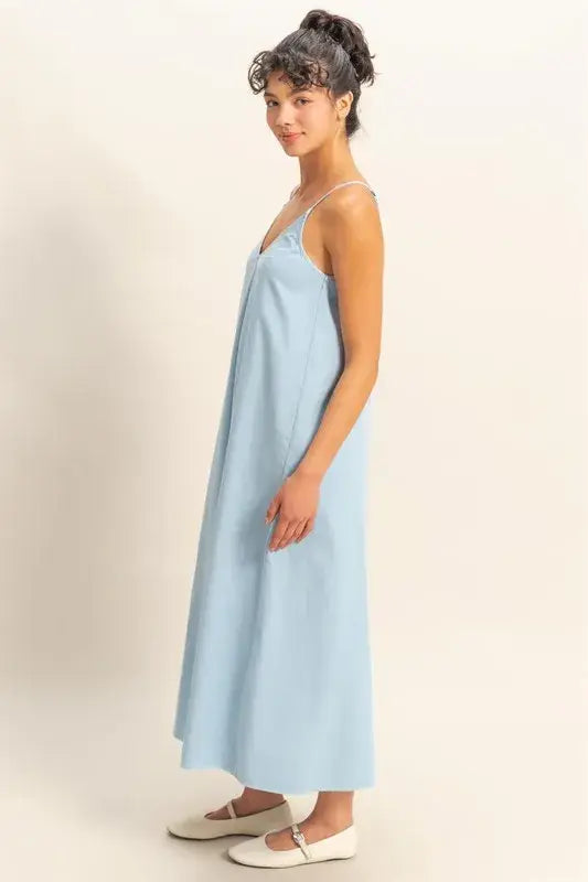 HYFVE Dyed V-Neck Loose Dress - Trendsi - Flyclothing LLC