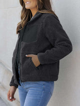 Zip Up Long Sleeve Plush Jacket - Trendsi - Flyclothing LLC