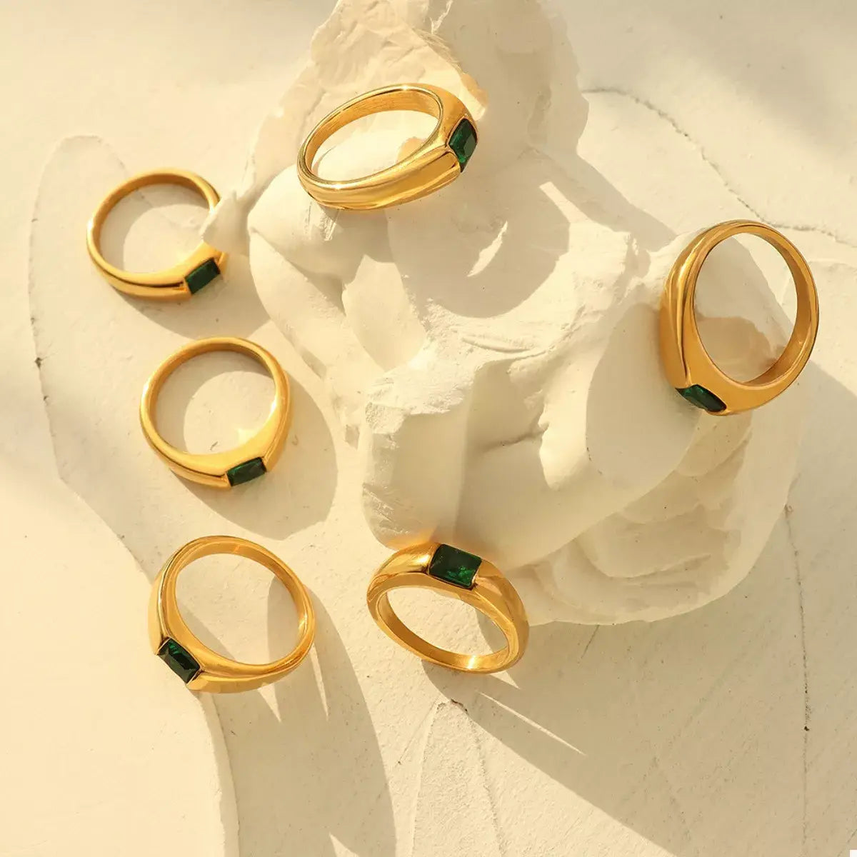 18K Gold-Plated Titanium Steel Zircon Ring - Trendsi - Flyclothing LLC