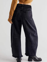 Raw Hem Wide Leg Jeans with Pockets - Trendsi - Flyclothing LLC