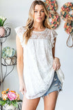 Heimish Full Size Round Neck Cap Sleeve Lace Top - Trendsi - Flyclothing LLC