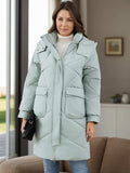 Long Sleeve Longline Hooded Winter Coat with Pockets - Trendsi - Flyclothing LLC