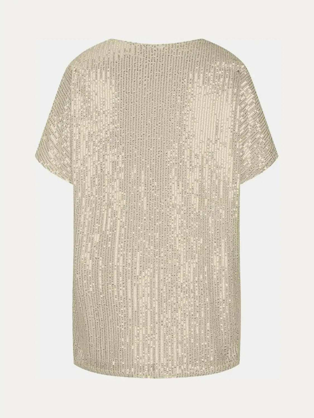 Full Size Sequin V-Neck Short Sleeve Top - Trendsi - Flyclothing LLC