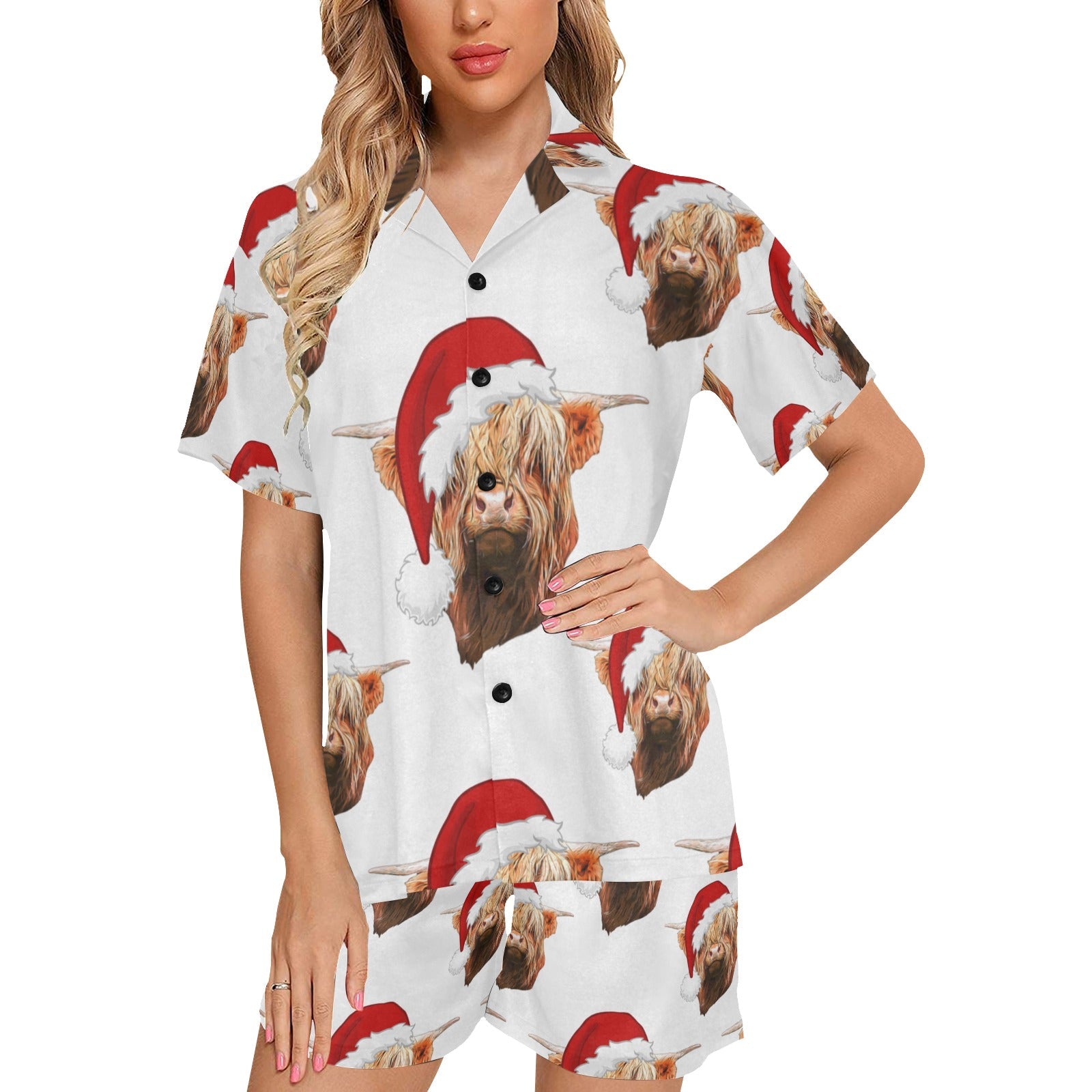 Baha Ranch Highland Christmas Cow Women's Western Pajama Set