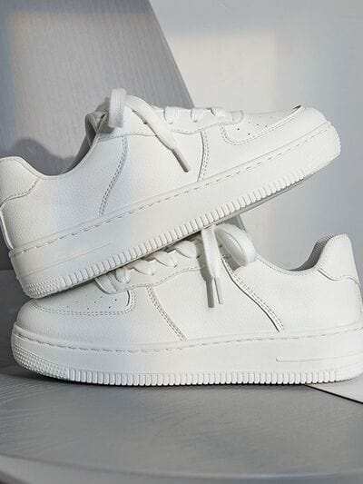 Lace Up Round Toe Platform Shoes - Trendsi - Flyclothing LLC