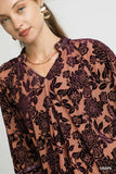 Umgee Floral Velvet Blouse with Balloon Sleeves - Trendsi - Flyclothing LLC