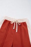 Drawstring Contrast Wide Leg Pants - Trendsi