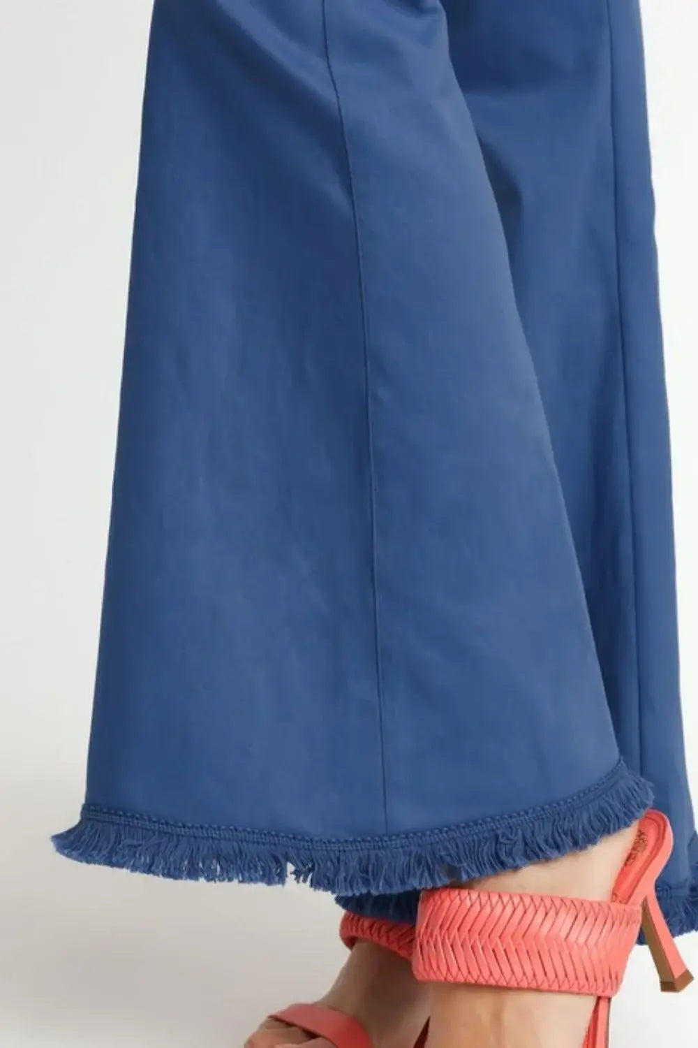 Umgee Full Size Wide Flare Leg Stretch Pants with Frayed Hem Plus Size - Trendsi - Flyclothing LLC