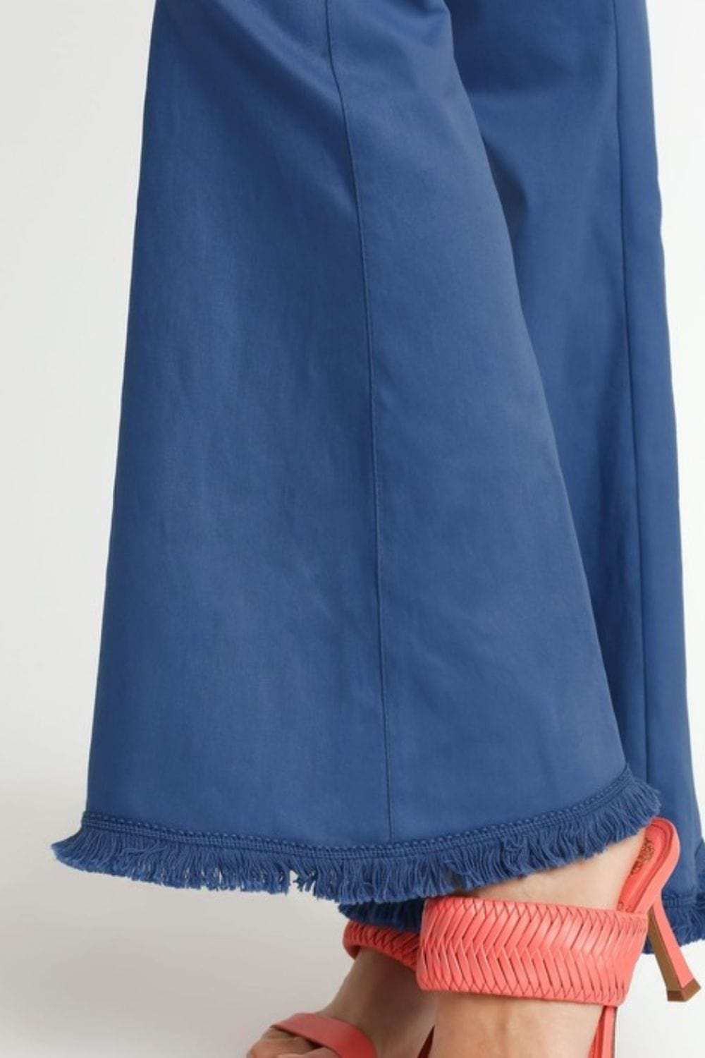 Umgee Full Size Wide Flare Leg Stretch Pants with Frayed Hem Plus Size - Trendsi - Flyclothing LLC