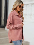 Button Up Dropped Shoulder Long Sleeve Outerwear - Trendsi - Flyclothing LLC