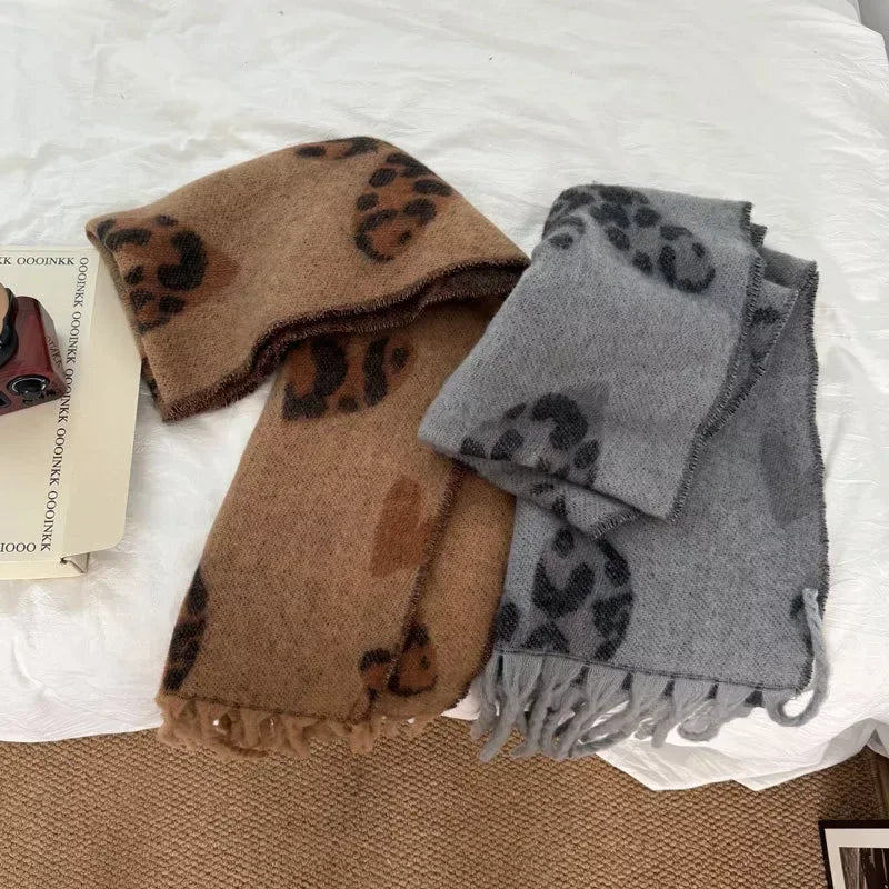 Leopard Heart Warm Scarf - Trendsi - Flyclothing LLC