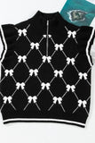 Bow Half Zip Sweater Vest - Trendsi