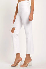 RISEN Full Size Distressed Cropped Straight Jeans - Trendsi - Flyclothing LLC