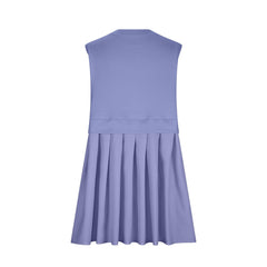 Pleated Round Neck Sleeveless Mini Dress - Trendsi