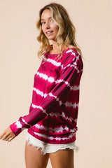 BiBi Tie Dye Print Terry Sweatshirt - Trendsi - Flyclothing LLC