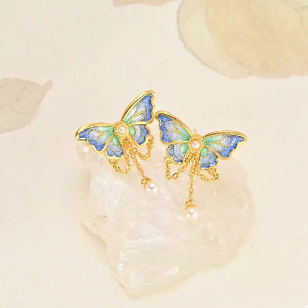 18K Gold-Plated Butterfly Earrings - Trendsi - Flyclothing LLC