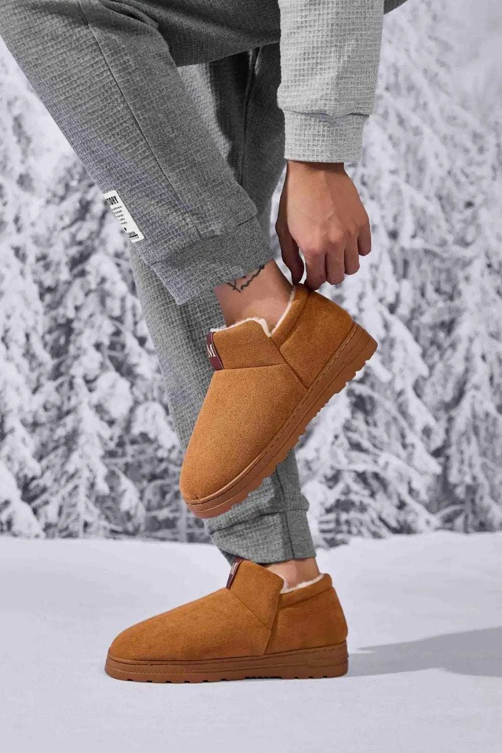 Letter M Suede Round Toe Slippers - Trendsi - Flyclothing LLC