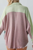 Color Block Corded Button Up Shacket - Trendsi - Flyclothing LLC