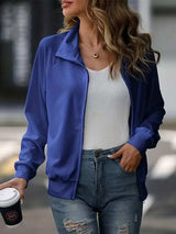 Zip Up Collared Neck Raglan Sleeve Jacket - Trendsi - Flyclothing LLC