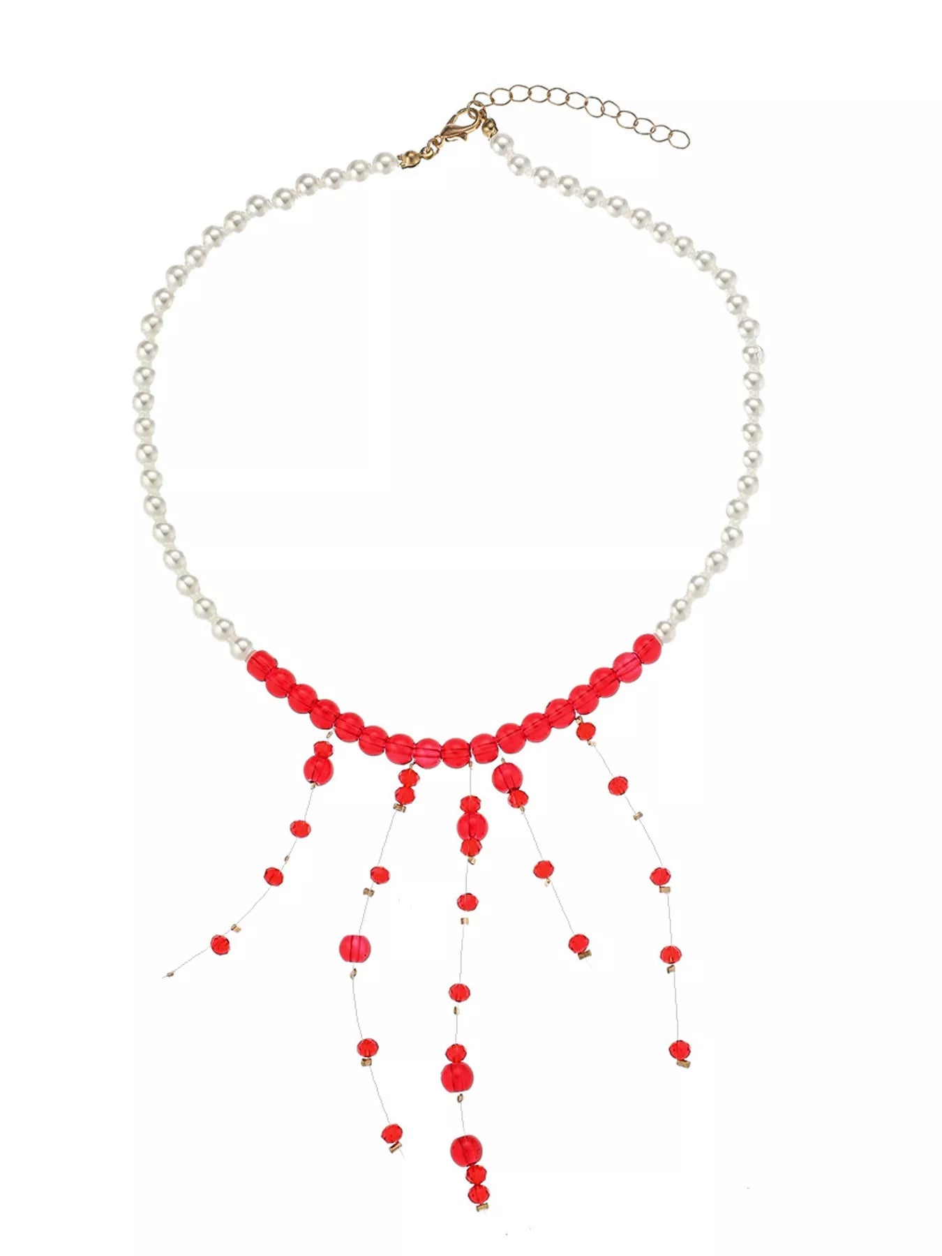 Pearl Beaded Dangle Necklace - Trendsi - Flyclothing LLC