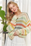 ADORA Stripe Long Sleeves Knit Top - Trendsi