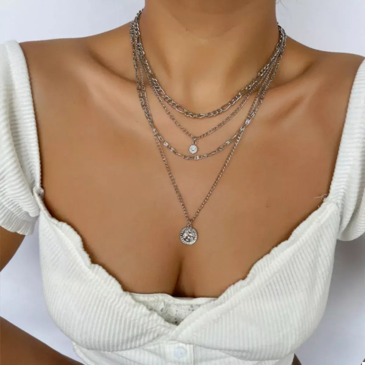 Four Layered Pendant Necklace - Trendsi - Flyclothing LLC