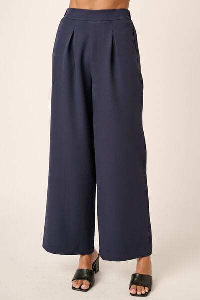 Mittoshop Inverted Pleat Detail Wide Leg Pants - Trendsi - Flyclothing LLC