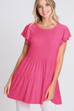 Heimish Full Size Tiered Round Neck Ruffle Sleeve Top Plus Size - Trendsi